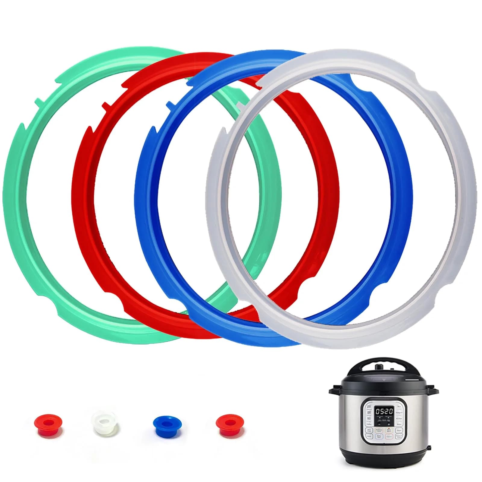 Fuator 3Qt Silicone Sealing Ring & Float Valve Caps 4-Pack | Fits Instant Pot Duo Models — 3Qt