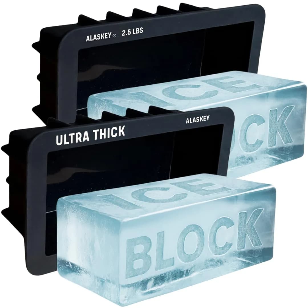 Alaskey Extra Large Ice Block Mold 2.5 lbs (1.13 kg) (2-Pack) | Professional Silicone Mold for Giant Ice Cubes