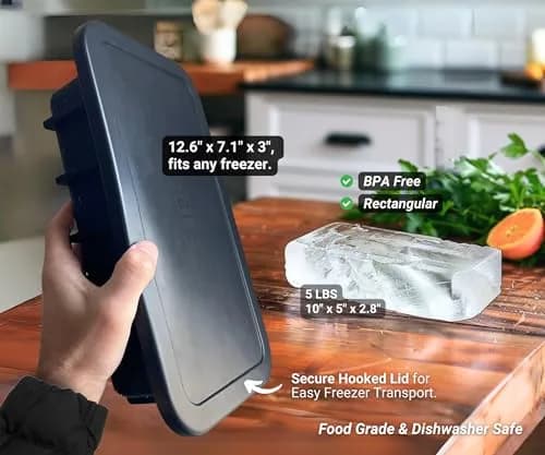 Alaskey Extra Large Ice Block Mold 5 lbs | Create Perfect Ice Bricks for Cooling & Crafting thumbnail 3
