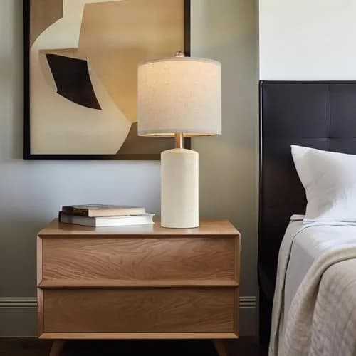 G-SAFAVA Modern Ceramic Table Lamp with Linen Shade 20.25" (51.4 cm) | Farmhouse Bedside Lamp for Bedroom thumbnail 9