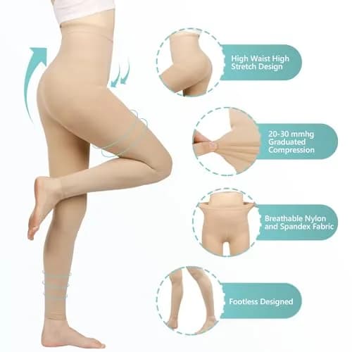 Laubawck Medical Compression Pantyhose for Women, 20-30 mmHg Graduated Support Tights | OTC Device thumbnail 6
