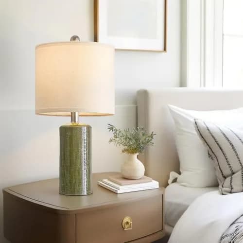 G-SAFAVA 20.25" Small Single Table Lamp for Bedroom Modern Ceramic Nightstand Lamp thumbnail 5