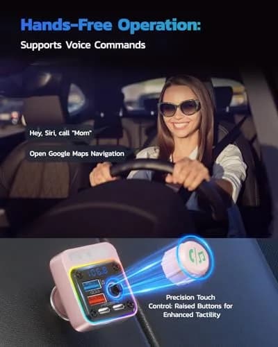 Nulaxy BC91 54W Bluetooth 5.3 Car Adapter FM Transmitter with 4-Port Fast Charging | PD36W QC18W USB C thumbnail 5