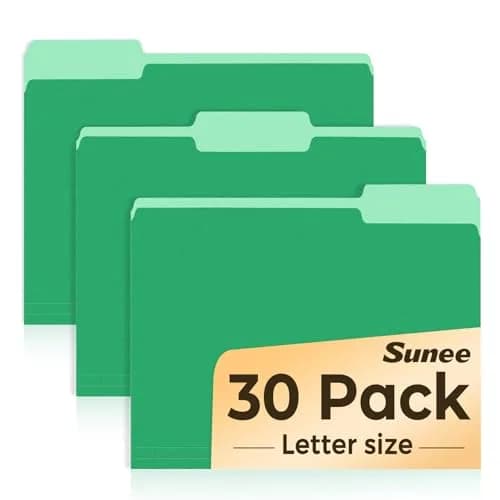 SUNEE Colored File Folders, 30 Pack Manilla Folders 8.5 x 11 | Bulk Pack for Office, School thumbnail 1