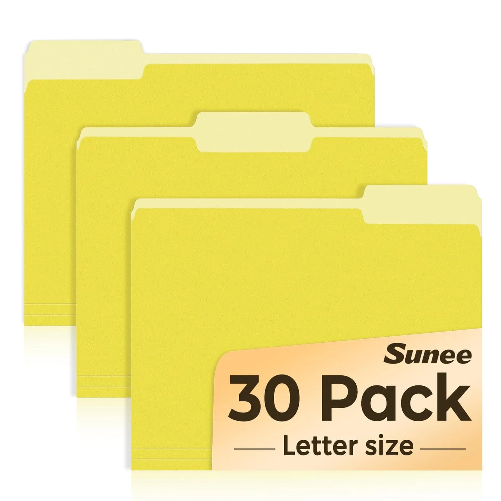 SUNEE Colored File Folders, 30 Pack Manilla Folders 8.5 x 11 Inches, Yellow | Value Pack for Office, School, Home Organization