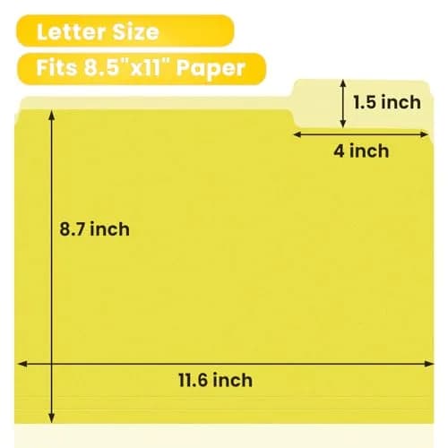 SUNEE Colored File Folders, 30 Pack Manilla Folders 8.5 x 11 Inches, Yellow | Value Pack for Office, School, Home Organization thumbnail 3