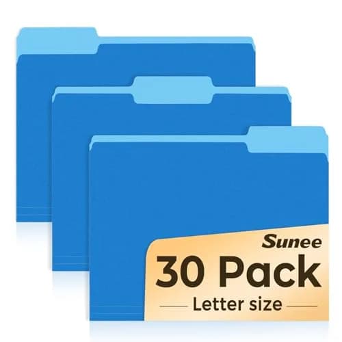 SUNEE Blue 30 Pack File Folders 8.5 x 11 inches | Premium Paper Quality for Office & School thumbnail 1