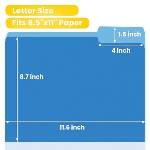 SUNEE Blue 30 Pack File Folders 8.5 x 11 inches | Premium Paper Quality for Office & School thumbnail 2