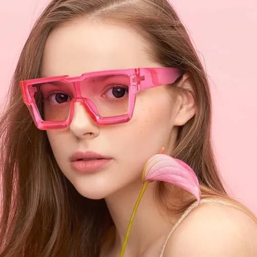 KENBO Oversized Pink Frame Gradient Pink Lens Square Rimless Shield Sunglasses for Women Men thumbnail 2