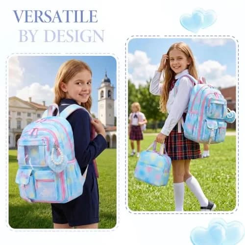 Alrisg Girls Backpack 18.1 x 11.8 x 7.5 inches (46 x 30 x 19 cm) | Cute Pastel School Bookbag for Kids thumbnail 7