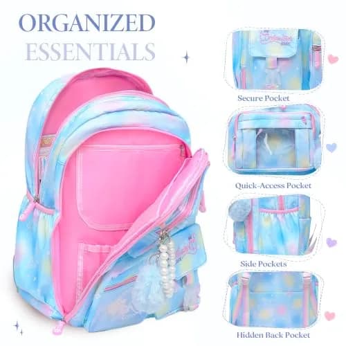 Alrisg Girls Backpack 18.1 x 11.8 x 7.5 inches (46 x 30 x 19 cm) | Cute Pastel School Bookbag for Kids thumbnail 3