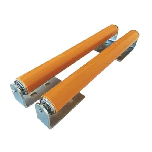 Gascem Polyurethane Coated Long Roller with Bracket Set | 16" Length, 1.5" Diameter Conveyor | Galvanized Steel | Pack of 2 thumbnail 1