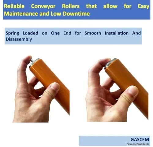 Gascem Polyurethane Coated Long Roller with Bracket Set | 16" Length, 1.5" Diameter Conveyor | Galvanized Steel | Pack of 2 thumbnail 5
