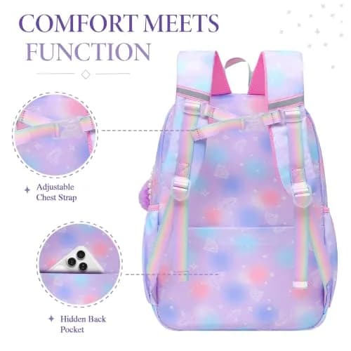 Alrisg Girls Backpack 43.2 cm (18.1 inches) | Cute Pastel School Bookbag for Kids thumbnail 5
