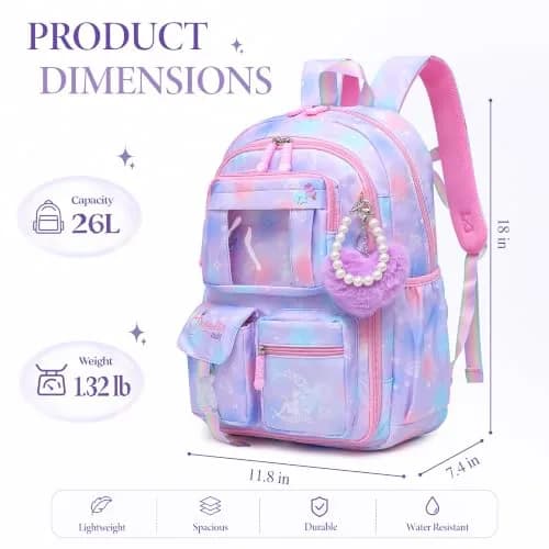 Alrisg Girls Backpack 43.2 cm (18.1 inches) | Cute Pastel School Bookbag for Kids thumbnail 6
