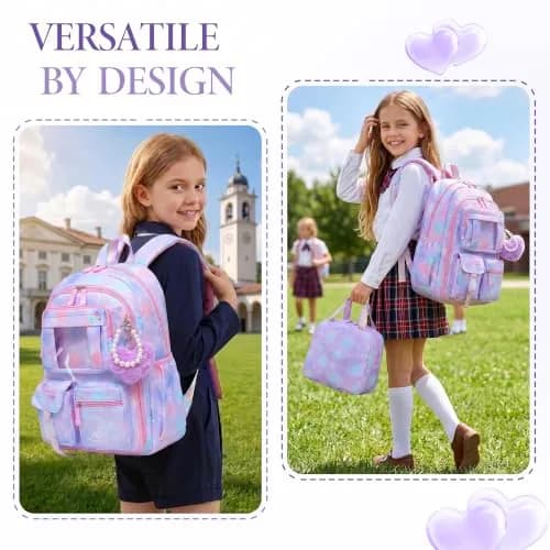 Alrisg Girls Backpack 43.2 cm (18.1 inches) | Cute Pastel School Bookbag for Kids thumbnail 7