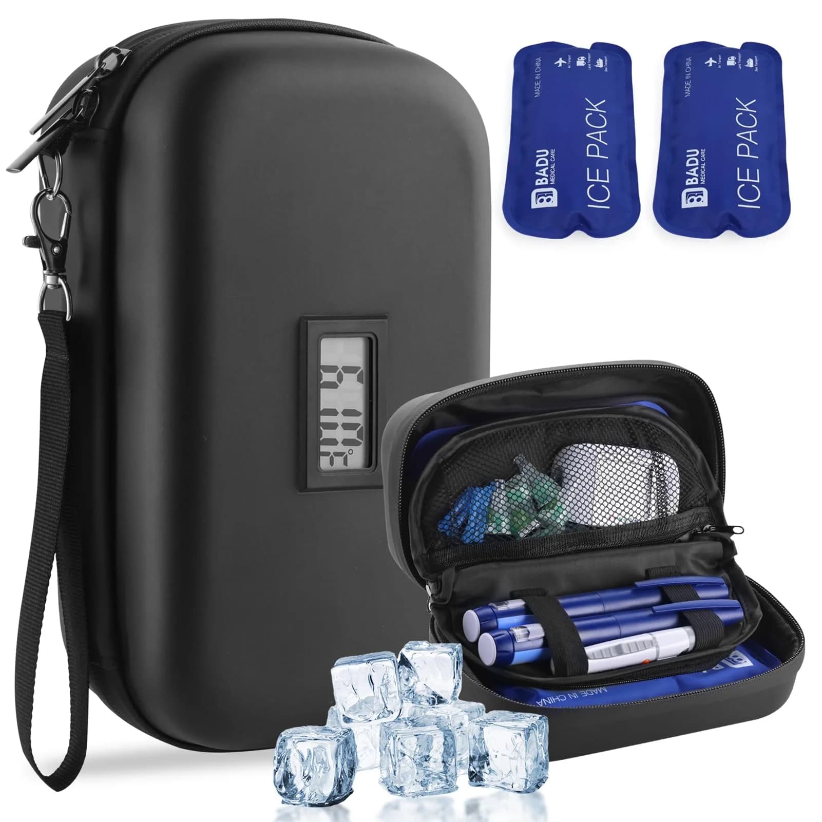 HIMDUZE Insulin Cooler Travel Case 21.1cm x 14.1cm x 8.7cm (8.3"x4.7"x3.4") | TSA Approved for Travel — Black
