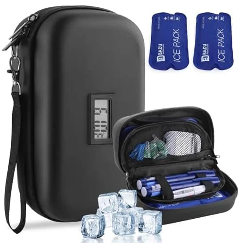 HIMDUZE Insulin Cooler Travel Case Black 21.8cm (8.6") x 13.8cm (5.4") x 8.9cm (3.5") | TSA Approved for Travel thumbnail 1