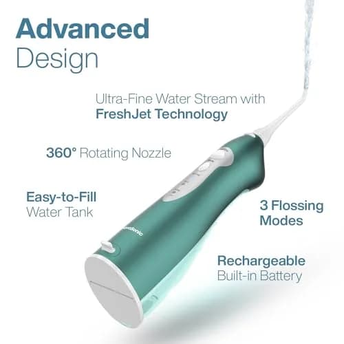Aquasonic Water Flosser Cordless Rechargeable Mint Green Metallic | 500ml (16.9 Fl Oz) Water Reservoir thumbnail 3