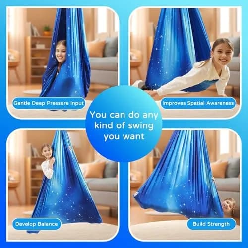 Heyfriday Sensory Swing for Kids & Adults | Indoor & Outdoor Therapy Cuddle Holds 300lbs Adjustable Swing Hammock Chair with 360° Swivel Kit thumbnail 3
