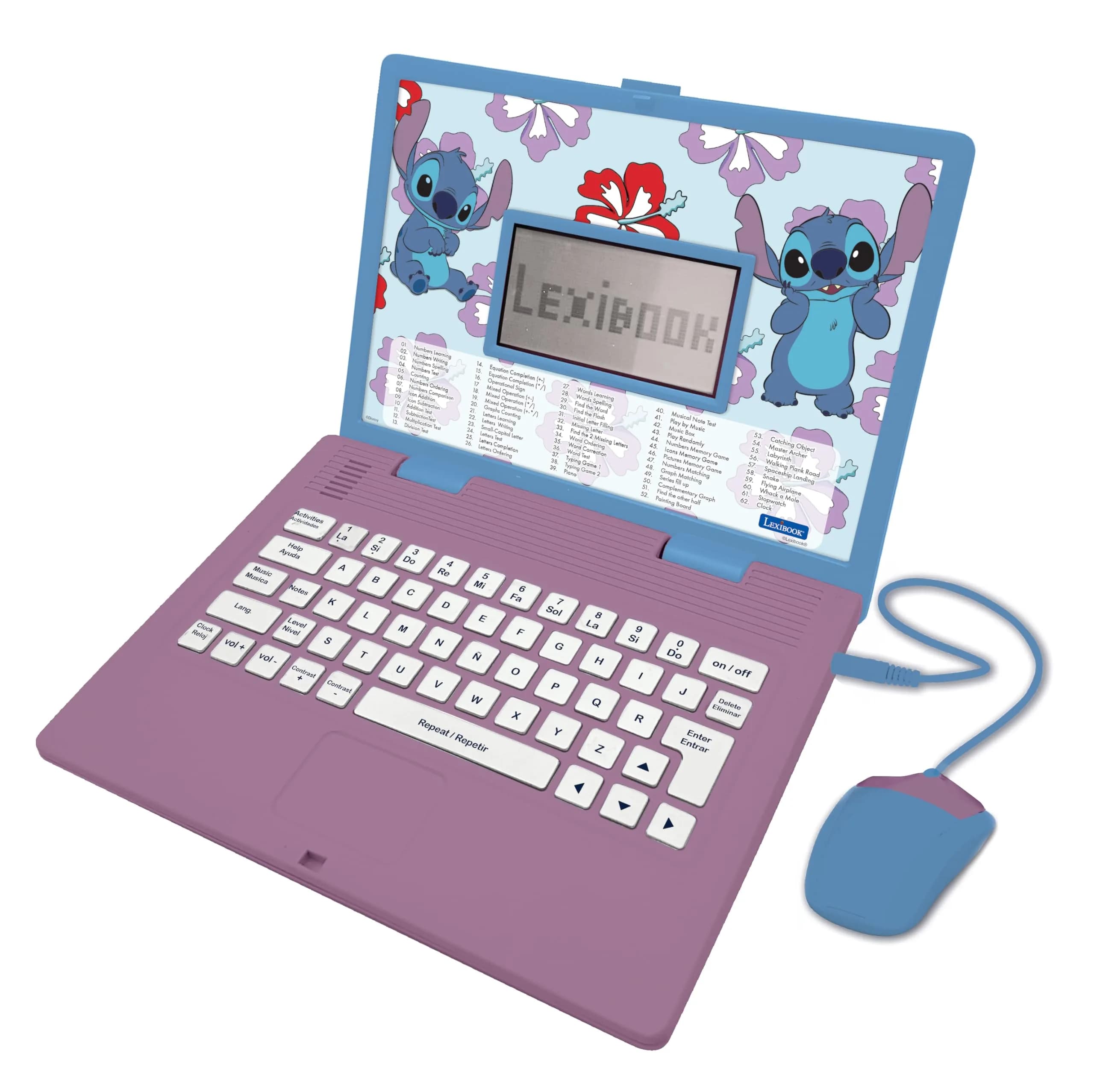 LEXiBOOK Disney Stitch Educational Laptop for Kids 124 Activities | Bilingual Learning & Fun - main product image