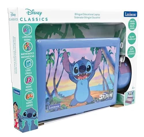 LEXiBOOK Disney Stitch Educational Laptop for Kids 124 Activities | Bilingual Learning & Fun thumbnail 3