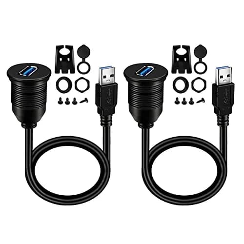 BATIGE 2 Pack USB 3.0 Male to Female Car Mount Flush Cable 1ft | Data Transfer & Compatibility thumbnail 1
