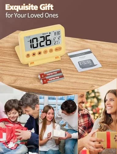 MeesMeek Yellow Digital Travel Alarm Clock 10.2cm (4 inch) | Battery Operated with Snooze & Backlight thumbnail 7