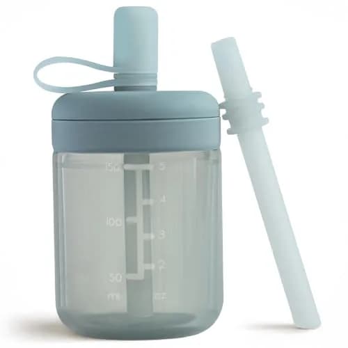 Moonkie Baby Straw Cup | Silicone Toddler Sippy Training Cup with Straw Lid | BPA-Free Drop-Proof | Baby Led Weaning | 6 Months+ thumbnail 1