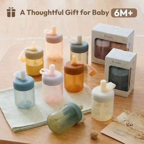 Moonkie Baby Straw Cup | Silicone Toddler Sippy Training Cup with Straw Lid | BPA-Free Drop-Proof | Baby Led Weaning | 6 Months+ thumbnail 8