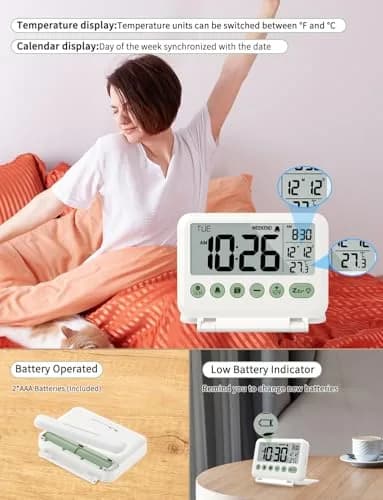 MeesMeek Digital Travel Alarm Clock with Flip Stand & Backlight, 10.2cm (4") | Battery Operated for Bedroom, Office, Travel thumbnail 5