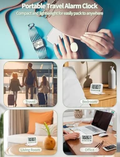 MeesMeek Digital Travel Alarm Clock with Flip Stand & Backlight, 10.2cm (4") | Battery Operated for Bedroom, Office, Travel thumbnail 6