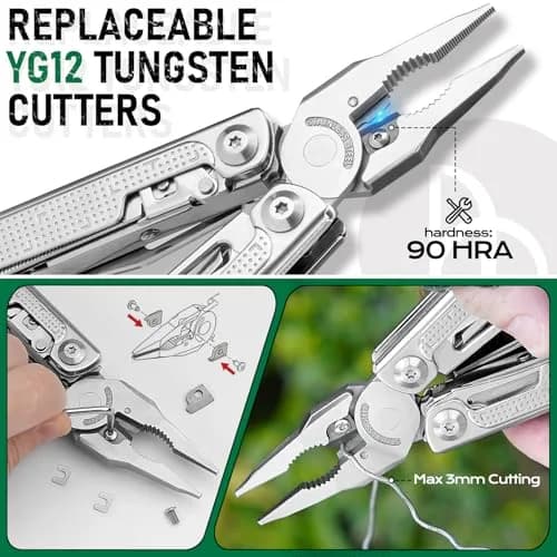BIBURY Multitool Pliers Pro with 440A Knife & Full Size Scissors | 22-in-1 Professional Multi-Tool for Heavy-Duty Tasks thumbnail 4