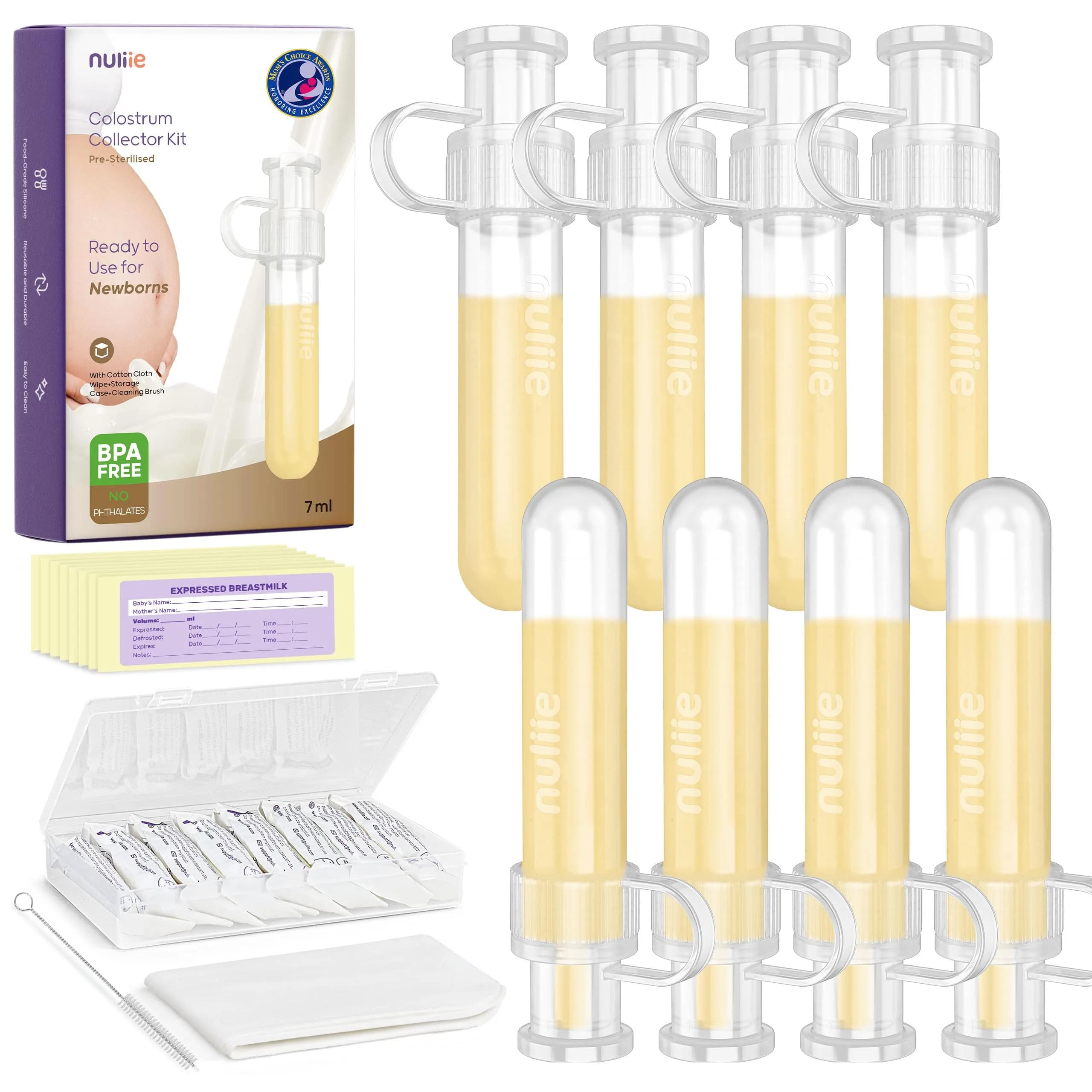 Nuliie Colostrum Collector Kit 7ml (0.24 Fl Oz) | 8-Piece Set for Newborn Feeding