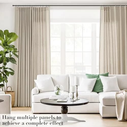 Joywell Linen Pinch Pleated Curtains 50"W x 90"L (Pack of 2) | Semi Sheer Light Filtering Drapes for Living Room thumbnail 4