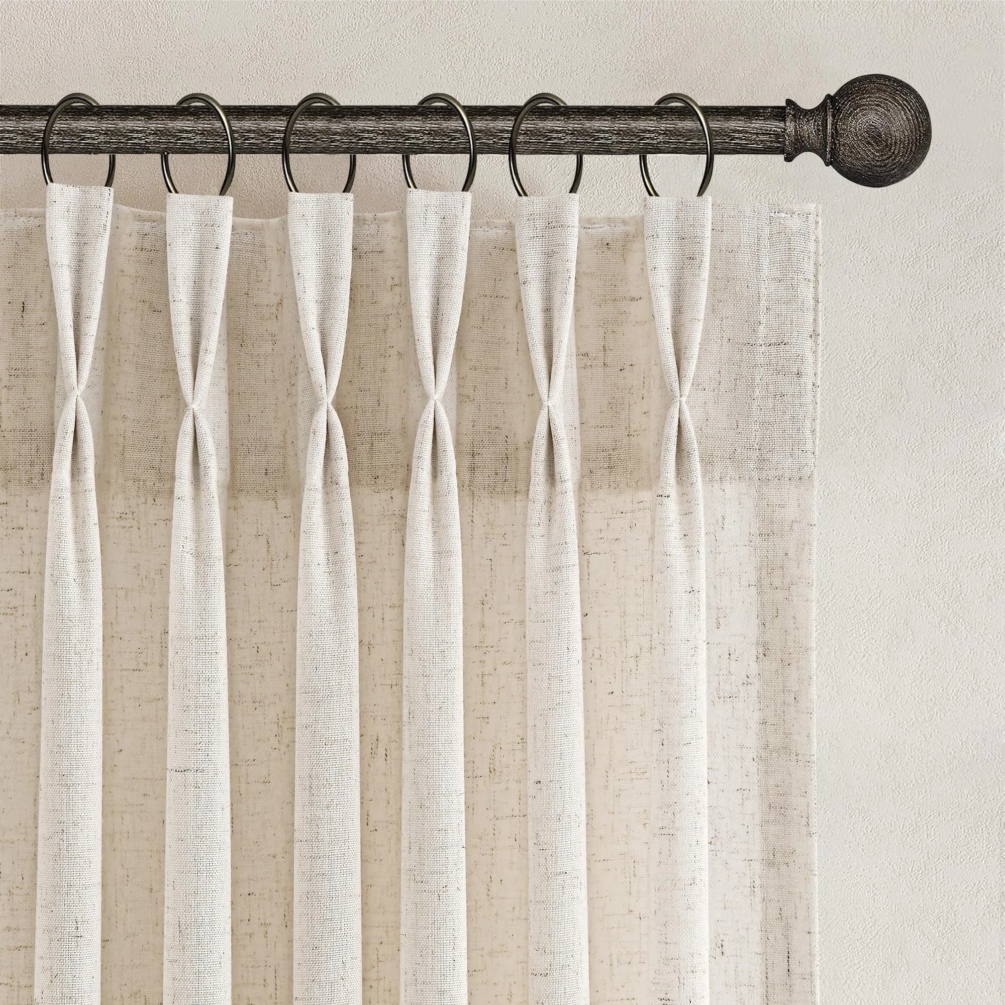 Joywell Extra Long Linen Pinch Pleat Curtains 259cm (102 in) | Semi-Sheer Light Filtering for Living Room, Bedroom, Dining Room, Office, Patio Doors