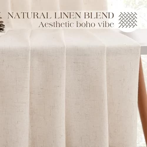 Joywell Extra Long Linen Pinch Pleat Curtains 259cm (102 in) | Semi-Sheer Light Filtering for Living Room, Bedroom, Dining Room, Office, Patio Doors thumbnail 6