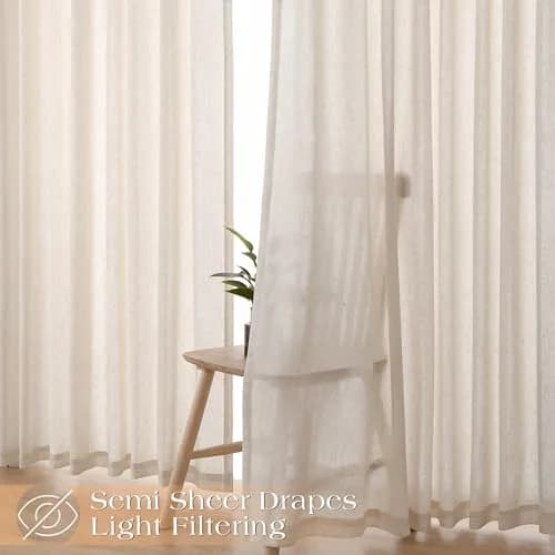 Joywell Extra Long Linen Pinch Pleat Curtains 259cm (102 in) | Semi-Sheer Light Filtering for Living Room, Bedroom, Dining Room, Office, Patio Doors thumbnail 7