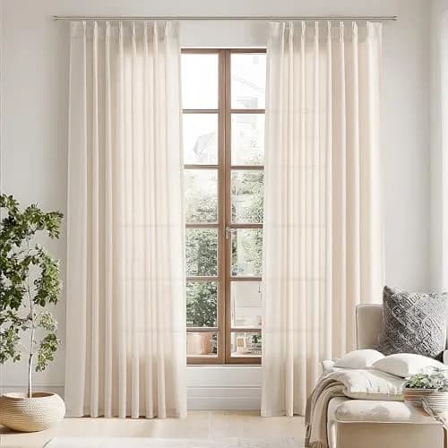 Joywell Extra Long Linen Pinch Pleat Curtains 259cm (102 in) | Semi-Sheer Light Filtering for Living Room, Bedroom, Dining Room, Office, Patio Doors thumbnail 8