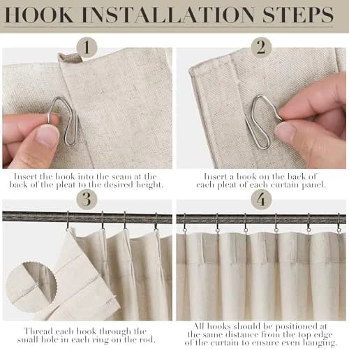 Joywell Extra Long Linen Pinch Pleat Curtains 259cm (102 in) | Semi-Sheer Light Filtering for Living Room, Bedroom, Dining Room, Office, Patio Doors thumbnail 2