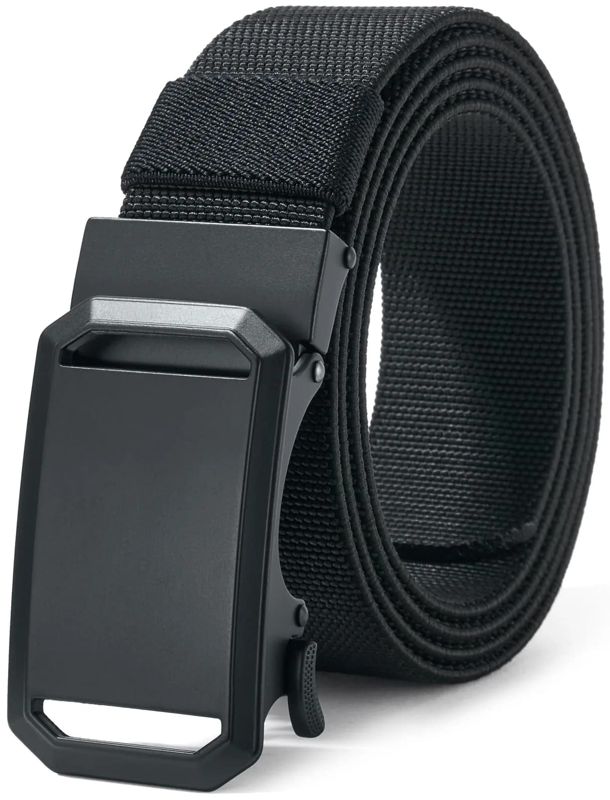 LionVII Men's Elastic Ratchet Belt Black 1.38" (3.5cm) | Trim to Fit 27-49" Waist - main product image