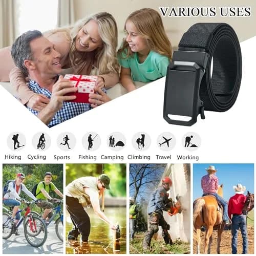 LionVII Men's Elastic Ratchet Belt Black 1.38" (3.5cm) | Trim to Fit 27-49" Waist thumbnail 6