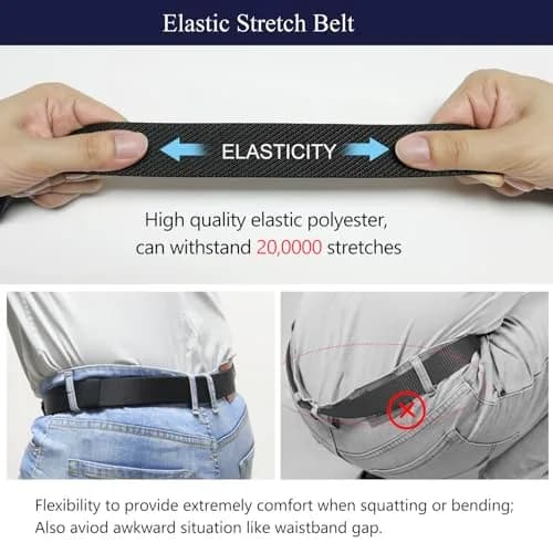 LionVII Men's Elastic Ratchet Belt 135cm (53") | Breathable Nylon Web Work Belt for Travel & Sports thumbnail 5