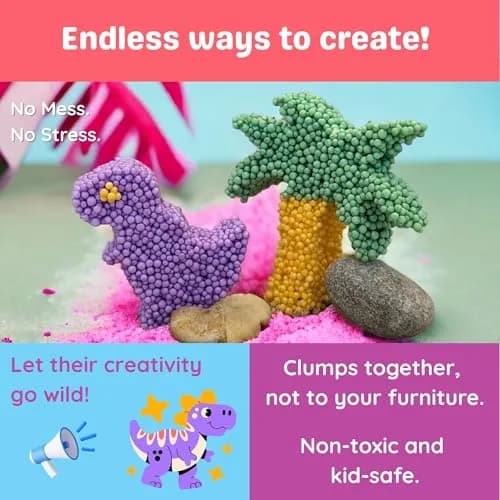 LYRK Collections Silly Foam Creative Modeling Foam Beads 2-Pack of 6 Primary Colors | Mess-Free, Reusable, Non-Toxic (Age 3+) thumbnail 4