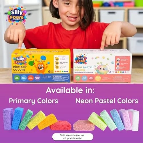 LYRK Collections Silly Foam Creative Modeling Foam Beads 2-Pack of 6 Primary Colors | Mess-Free, Reusable, Non-Toxic (Age 3+) thumbnail 8