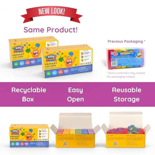 LYRK Collections Silly Foam Creative Modeling Foam Beads 2-Pack of 6 Primary Colors | Mess-Free, Reusable, Non-Toxic (Age 3+) thumbnail 2