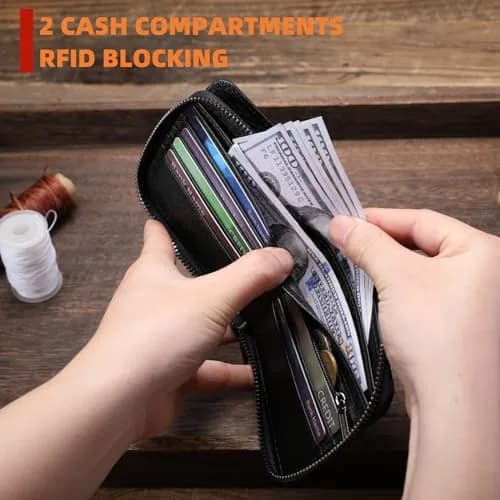 BULLCAPTAIN Genuine Leather Men's Wallet T23 with Zipper & RFID Protection | 11.0 cm (4.33 in) thumbnail 5
