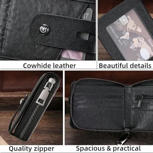 BULLCAPTAIN Genuine Leather Men's Wallet T23 with Zipper & RFID Protection | 11.0 cm (4.33 in) thumbnail 6