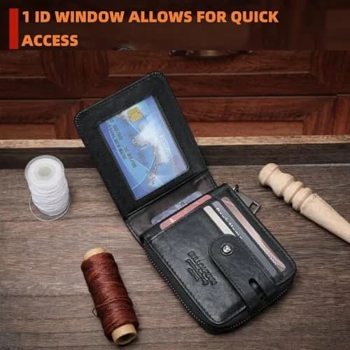 BULLCAPTAIN Genuine Leather Men's Wallet T23 with Zipper & RFID Protection | 11.0 cm (4.33 in) thumbnail 3