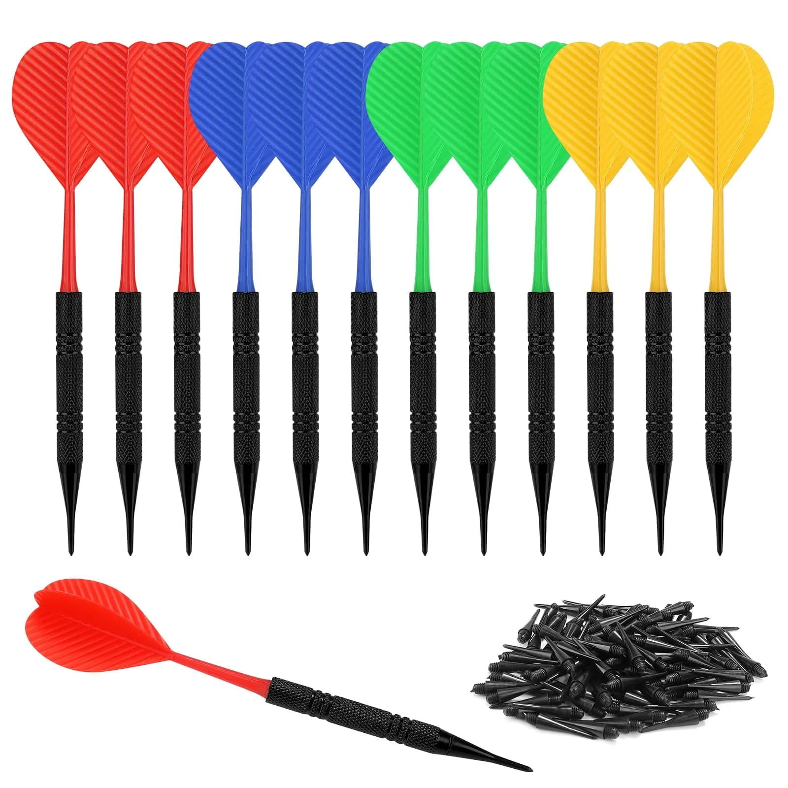 Accmor 20 Pack Soft Tip Darts Set with 100 Extra 2BA Tips | 14.8cm (5.8 inch) Total Length — black